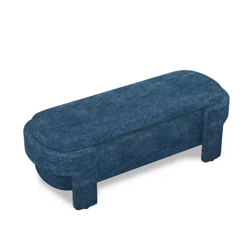 Banc de rangement ovale TUYOHW, banc de bout de lit en lin de 51,5 pouces, ottoman pour salon, chambre, entrée