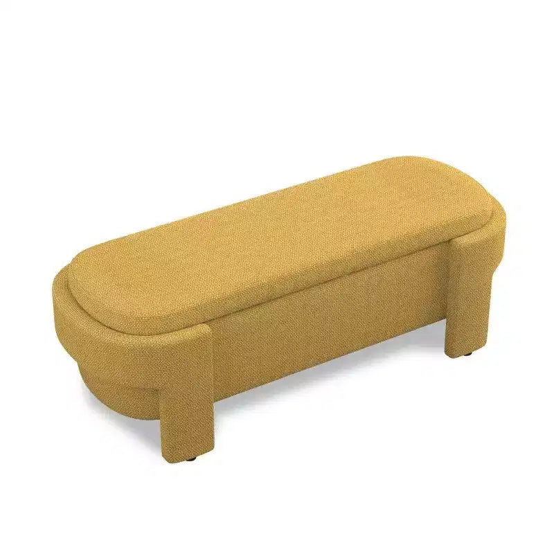 Banc de rangement ovale TUYOHW, banc de bout de lit en lin de 51,5 pouces, ottoman pour salon, chambre, entrée