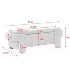 Banc de rangement ovale TUYOHW, banc de bout de lit en lin de 51,5 pouces, ottoman pour salon, chambre, entrée