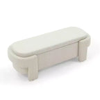 Banc de rangement ovale TUYOHW, banc de bout de lit en lin de 51,5 pouces, ottoman pour salon, chambre, entrée
