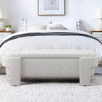 Banc de rangement ovale TUYOHW, banc de bout de lit en lin de 51,5 pouces, ottoman pour salon, chambre, entrée