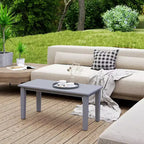 Table basse d'extérieur rectangulaire, table de patio extérieure tout temps en PEHD avec plateau à lattes pour jardin, balcon