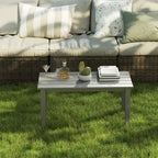 Table basse d'extérieur rectangulaire, table de patio extérieure tout temps en PEHD avec plateau à lattes pour jardin, balcon