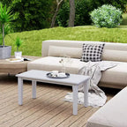 Table basse d'extérieur rectangulaire, table de patio extérieure tout temps en PEHD avec plateau à lattes pour jardin, balcon