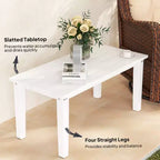 Table basse d'extérieur rectangulaire, table de patio extérieure tout temps en PEHD avec plateau à lattes pour jardin, balcon