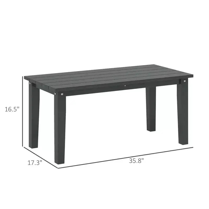 Table basse d'extérieur rectangulaire, table de patio extérieure tout temps en PEHD avec plateau à lattes pour jardin, balcon