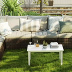 Table basse d'extérieur rectangulaire, table de patio extérieure tout temps en PEHD avec plateau à lattes pour jardin, balcon