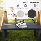 Table basse d'extérieur rectangulaire, table de patio extérieure tout temps en PEHD avec plateau à lattes pour jardin, balcon