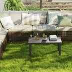 Table basse d'extérieur rectangulaire, table de patio extérieure tout temps en PEHD avec plateau à lattes pour jardin, balcon