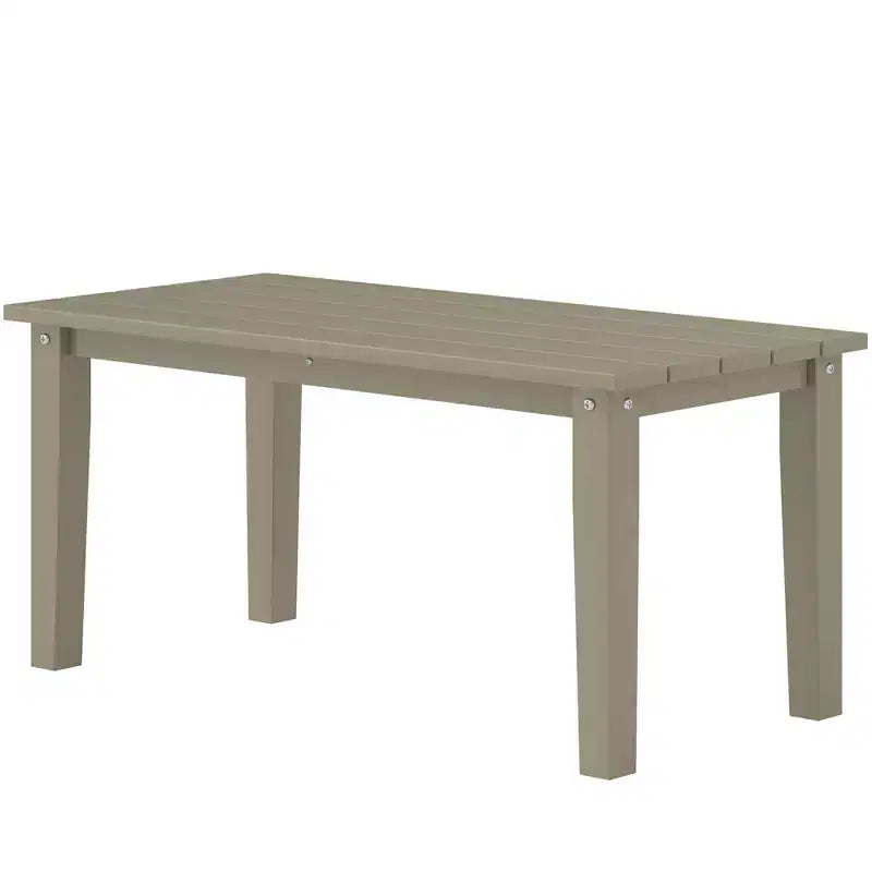 Table basse d'extérieur rectangulaire, table de patio extérieure tout temps en PEHD avec plateau à lattes pour jardin, balcon