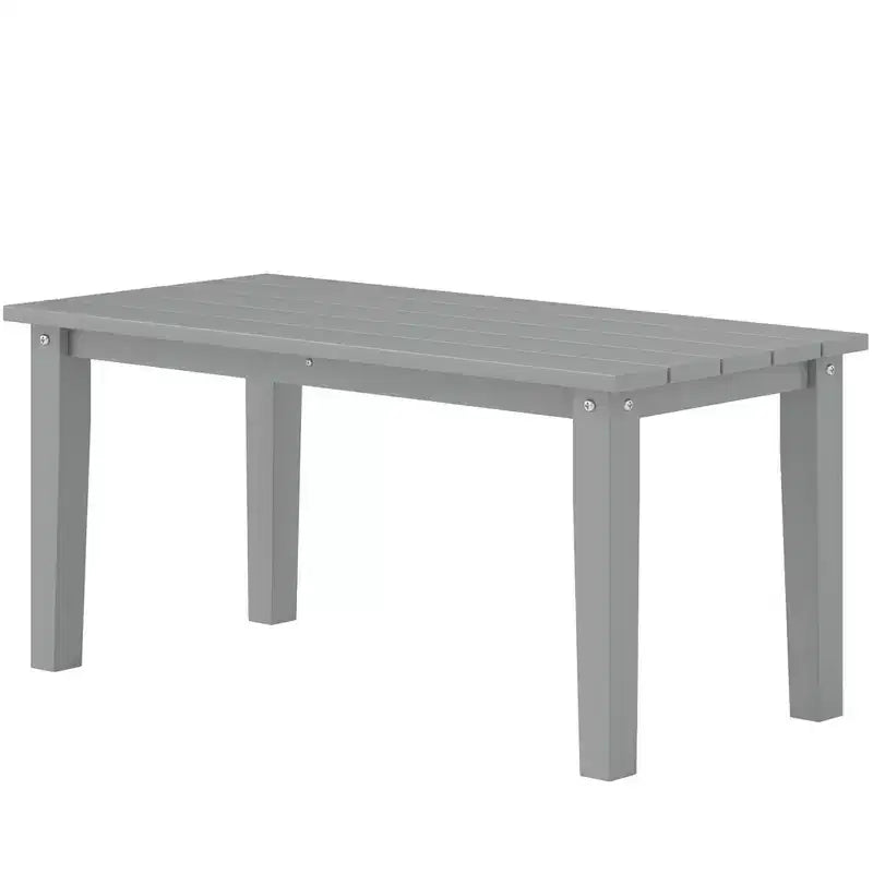 Table basse d'extérieur rectangulaire, table de patio extérieure tout temps en PEHD avec plateau à lattes pour jardin, balcon