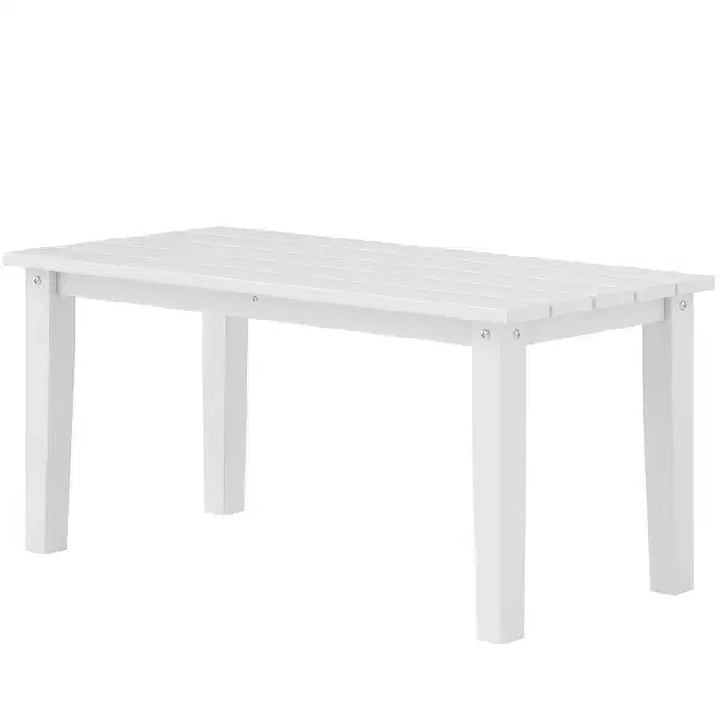 Table basse d'extérieur rectangulaire, table de patio extérieure tout temps en PEHD avec plateau à lattes pour jardin, balcon