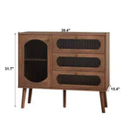 GDFStudio Delyra Armoire d'appoint vintage en bois et verre avec 3 tiroirs et 1 porte