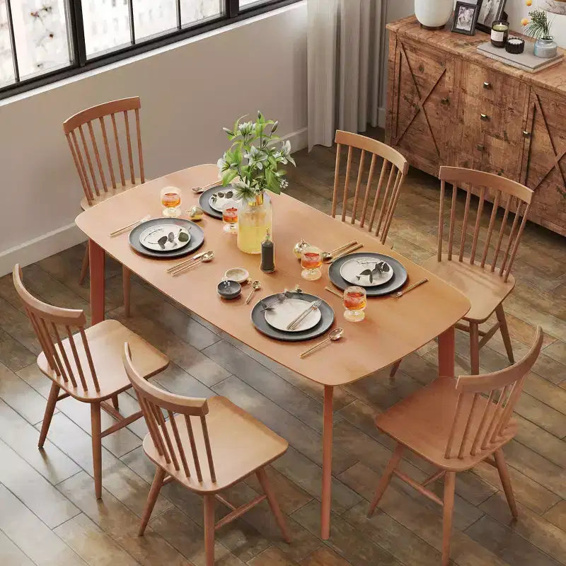 Table de salle à manger en pin pour 6 personnes, table de cuisine rectangulaire rustique de 150 cm avec grand plateau pour salle à manger