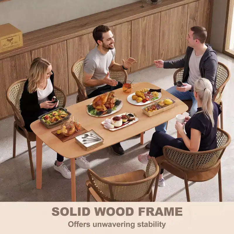 Table de salle à manger en pin pour 6 personnes, table de cuisine rectangulaire rustique de 150 cm avec grand plateau pour salle à manger