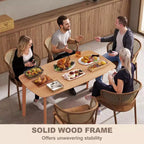 Table de salle à manger en pin pour 6 personnes, table de cuisine rectangulaire rustique de 150 cm avec grand plateau pour salle à manger
