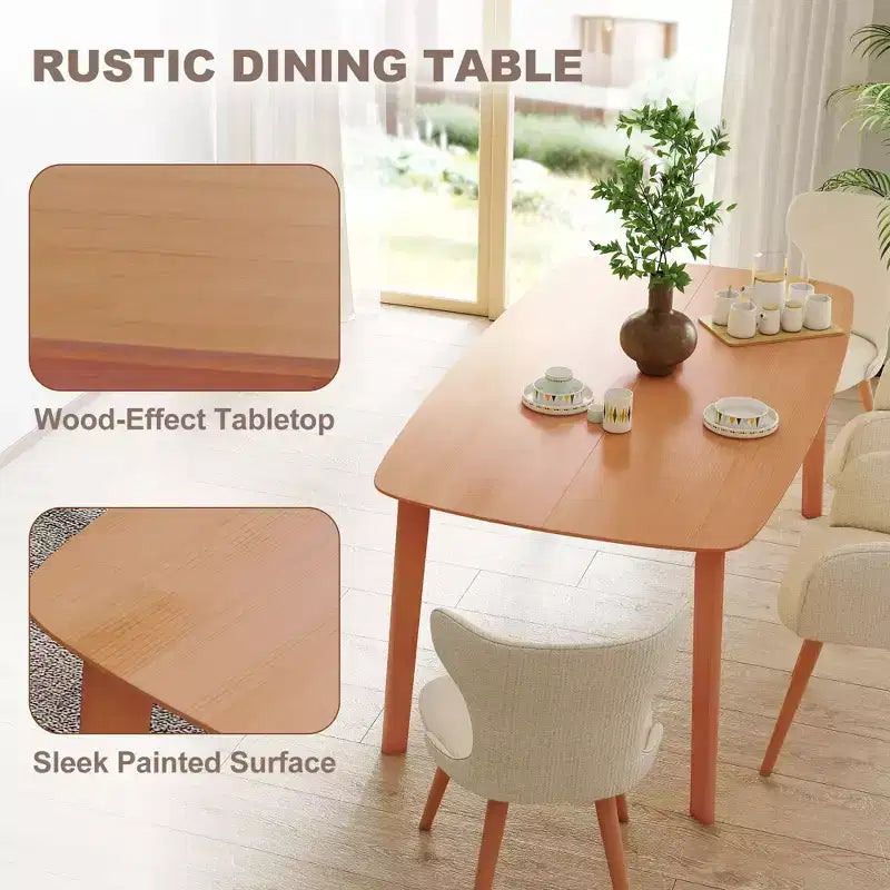 Table de salle à manger en pin pour 6 personnes, table de cuisine rectangulaire rustique de 150 cm avec grand plateau pour salle à manger