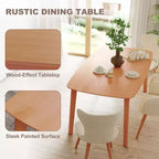 Table de salle à manger en pin pour 6 personnes, table de cuisine rectangulaire rustique de 150 cm avec grand plateau pour salle à manger