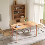 Table de salle à manger en pin pour 6 personnes, table de cuisine rectangulaire rustique de 150 cm avec grand plateau pour salle à manger