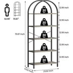 Étagère à Livres Courbée, Bibliothèque Ouverte à 5 Niveaux, Cadre Doré et Panneaux Blancs en Métal, Étagères de Rangement Autonomes pour Chambre, Salon, Bureau à Domicile
