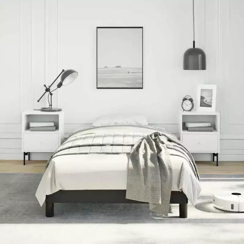 Bed Frame Black Faux leather, plywood, engineered wood Twin