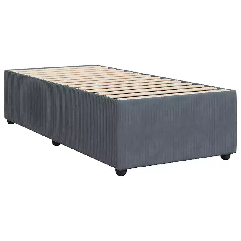 Cadre de lit Velours gris foncé (100 % polyester), contreplaqué, bois composite
