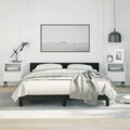 Bed Frame With Headboard Black Faux leather, plywood, engineered wood