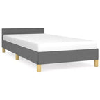 Cadre de lit avec tête de lit Gris Foncé 100% Polyester Twin XL