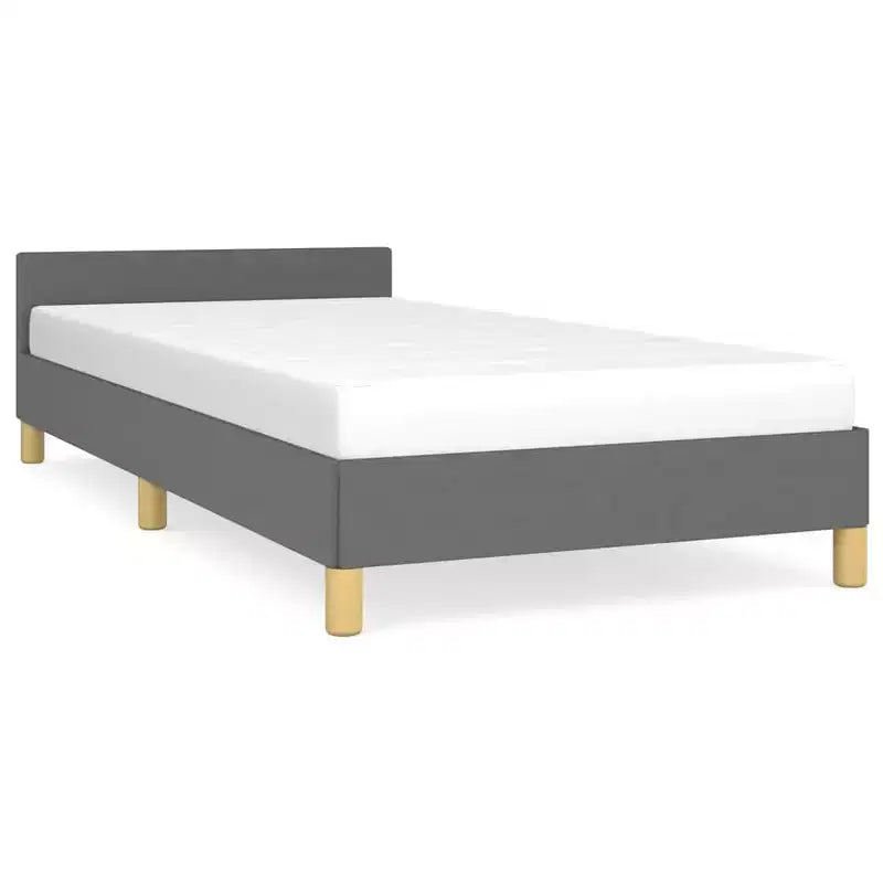 Cadre de lit avec tête de lit Gris Foncé 100% Polyester Twin XL