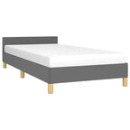 Cadre de lit avec tête de lit Gris Foncé 100% Polyester Twin XL