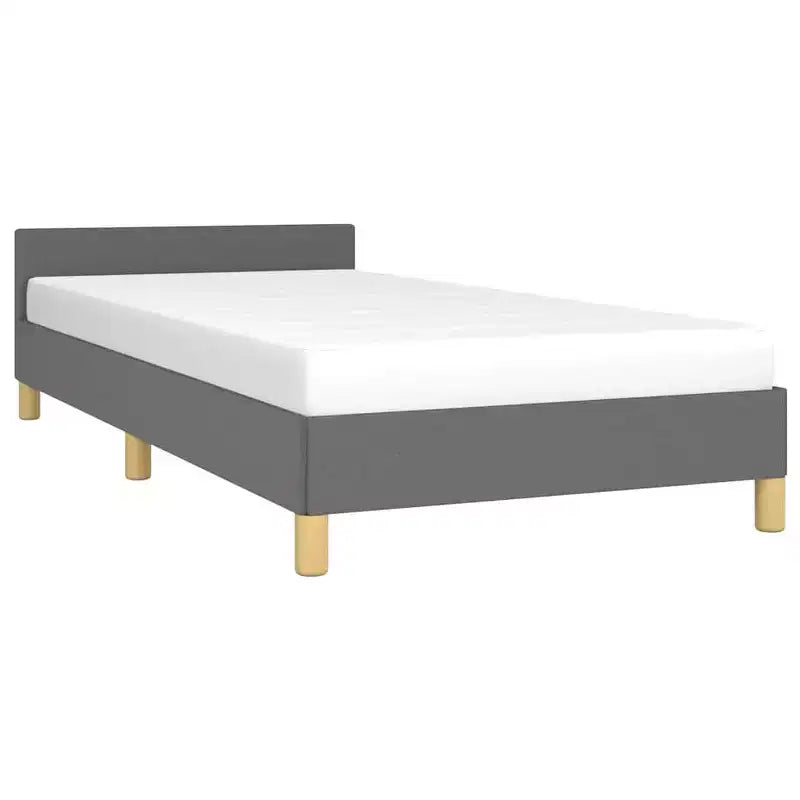 Cadre de lit avec tête de lit Gris Foncé 100% Polyester Twin XL