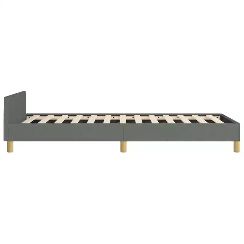 Cadre de lit avec tête de lit Gris Foncé 100% Polyester Twin XL