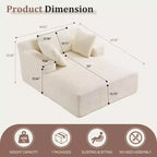 Efomao 66inx48in Chaise longue intérieure moderne, rembourrée en velours côtelé, canapé-lit profond avec accoudoirs, aucun assemblage requis, beige