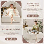 Efomao 66inx48in Chaise longue intérieure moderne, rembourrée en velours côtelé, canapé-lit profond avec accoudoirs, aucun assemblage requis, beige