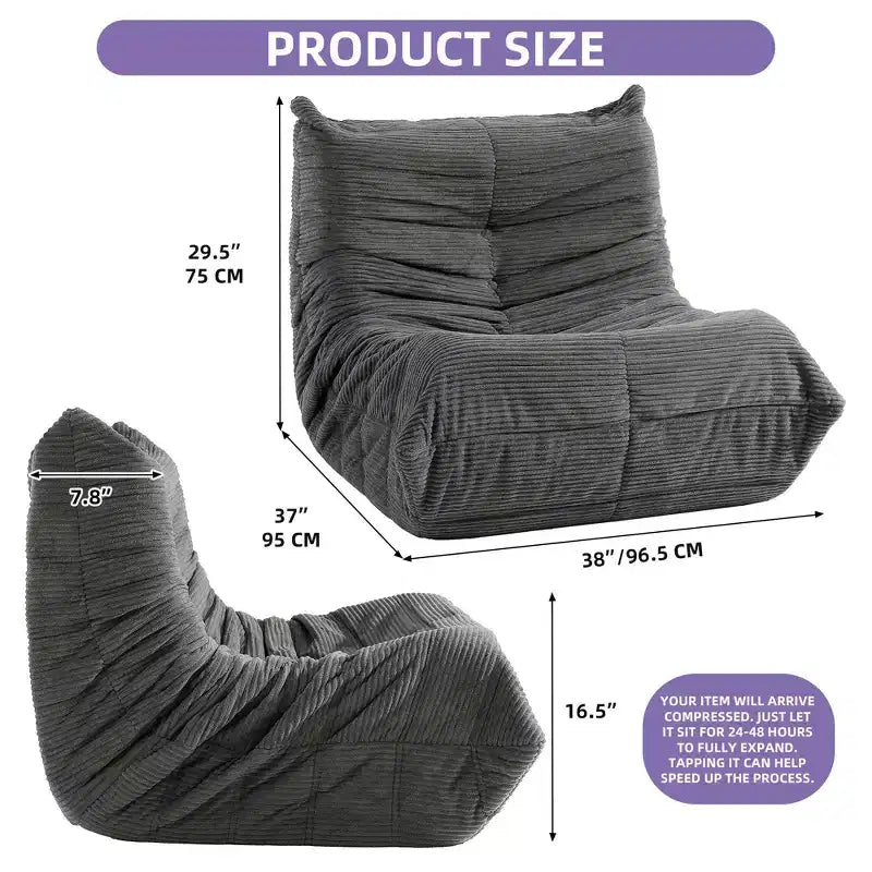 Pouf paresseux avec mousse à mémoire de forme pour salon, appartement, chaise longue moelleuse