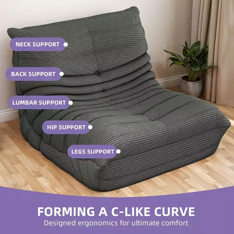 Pouf paresseux avec mousse à mémoire de forme pour salon, appartement, chaise longue moelleuse
