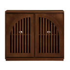 Homy Casa Meuble de rangement en bois massif et MDF avec deux portes à lattes pour entrée, salon Marron