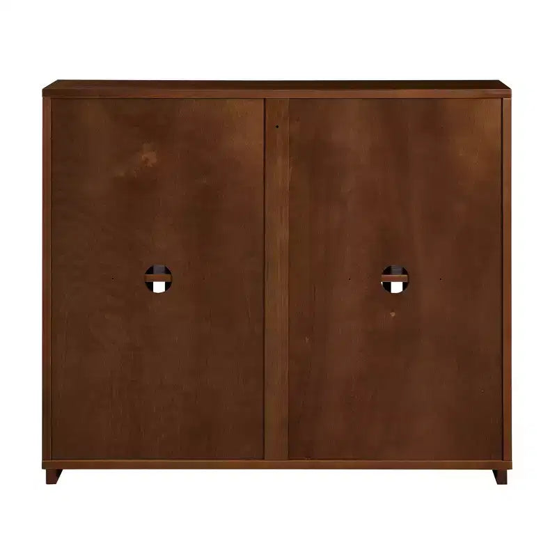 Homy Casa Meuble de rangement en bois massif et MDF avec deux portes à lattes pour entrée, salon Marron