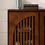 Homy Casa Meuble de rangement en bois massif et MDF avec deux portes à lattes pour entrée, salon Marron