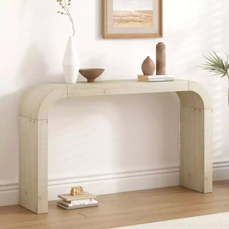 52 Console de Table d'Entrée Étroite à Bord Courbé, Console Derrière le Canapé, Table de Couloir Mince Moderne pour Salon - Panipeachy