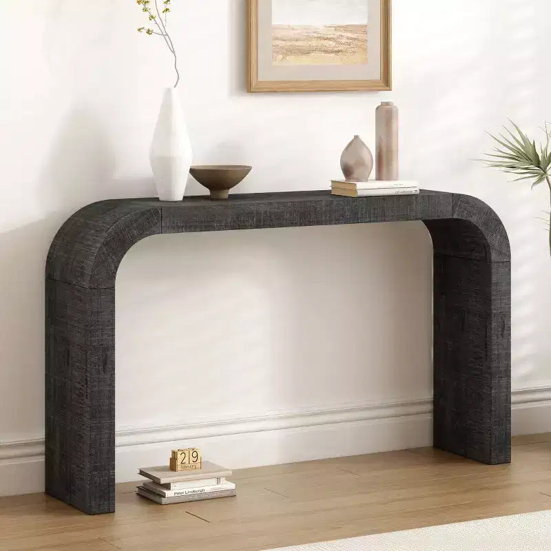 52 Console de Table d'Entrée Étroite à Bord Courbé, Console Derrière le Canapé, Table de Couloir Mince Moderne pour Salon - Panipeachy