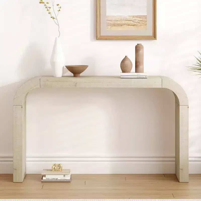 52 Console de Table d'Entrée Étroite à Bord Courbé, Console Derrière le Canapé, Table de Couloir Mince Moderne pour Salon - Panipeachy