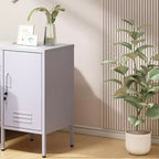 Table d'appoint casier en métal, table de chevet minimaliste moderne avec 2 étagères réglables, conception anti-basculement, meuble de rangement multiple pour salon et chambre