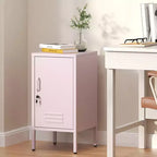 Table d'appoint casier en métal, table de chevet minimaliste moderne avec 2 étagères réglables, conception anti-basculement, meuble de rangement multiple pour salon et chambre
