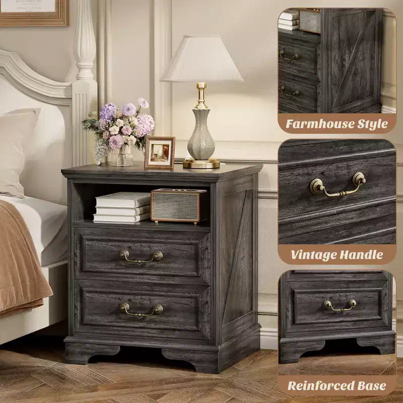 Besiost Lot de 2 commodes de rangement pour ferme, tables de chevet avec station de charge et tiroir