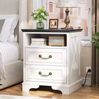 Besiost Lot de 2 commodes de rangement pour ferme, tables de chevet avec station de charge et tiroir