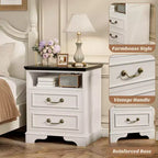 Besiost Lot de 2 commodes de rangement pour ferme, tables de chevet avec station de charge et tiroir