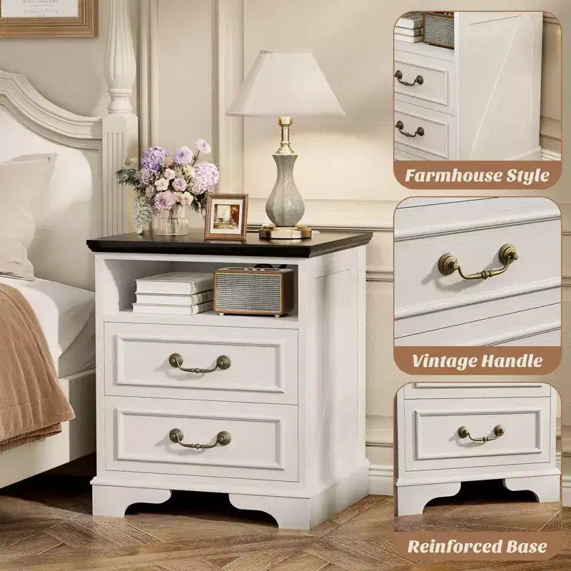 Besiost Lot de 2 commodes de rangement pour ferme, tables de chevet avec station de charge et tiroir