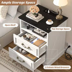 Besiost Lot de 2 commodes de rangement pour ferme, tables de chevet avec station de charge et tiroir