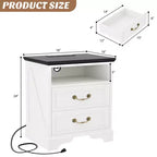 Besiost Lot de 2 commodes de rangement pour ferme, tables de chevet avec station de charge et tiroir